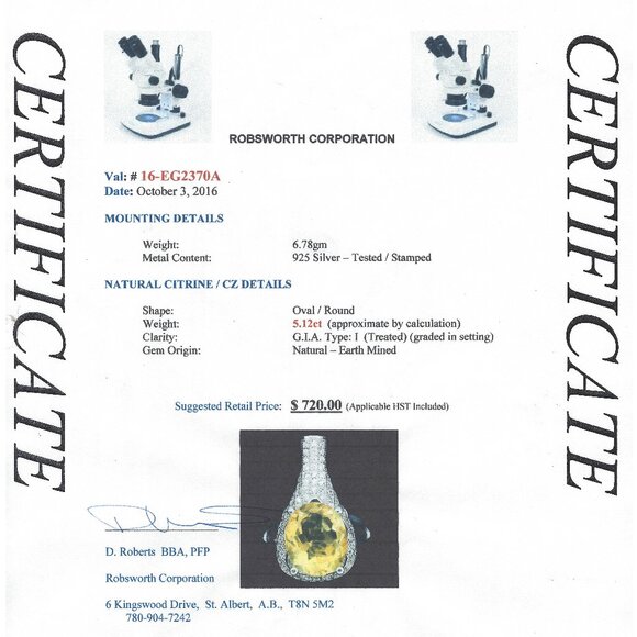 .925 Sterling Silver Citrine Solitaire w/ Cubic Zirconia Ring Size 9 Value $720 - Picture 5 of 7